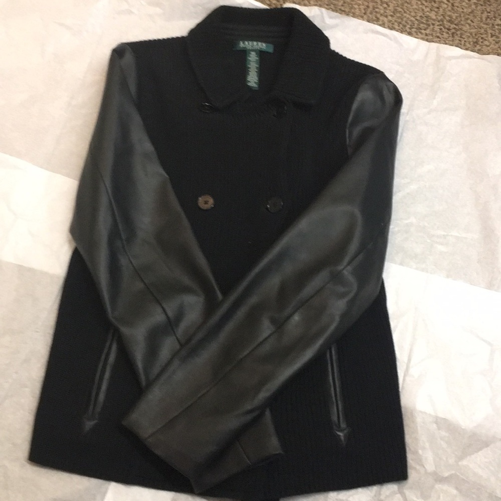 Ralph Lauren faux leather sweater jacket